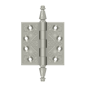 DELTANA 3-1/2" x 3-1/2" Ornate Square Corner Solid Brass Hinge