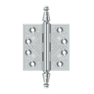 DELTANA 3-1/2" x 3-1/2" Ornate Square Corner Solid Brass Hinge