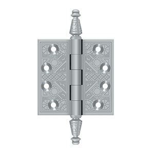 DELTANA 3-1/2" x 3-1/2" Ornate Square Corner Solid Brass Hinge