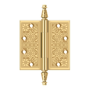 DELTANA 4" x 4" Ornate Square Corner Solid Brass Hinge
