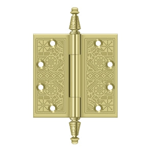 DELTANA 4" x 4" Ornate Square Corner Solid Brass Hinge