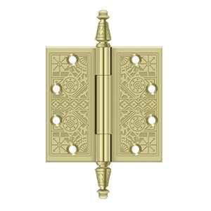 DELTANA 4" x 4" Ornate Square Corner Solid Brass Hinge