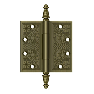 DELTANA 4" x 4" Ornate Square Corner Solid Brass Hinge