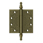 DELTANA 4" x 4" Ornate Square Corner Solid Brass Hinge