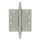 DELTANA 4" x 4" Ornate Square Corner Solid Brass Hinge
