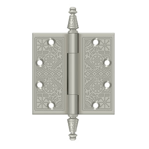DELTANA 4" x 4" Ornate Square Corner Solid Brass Hinge