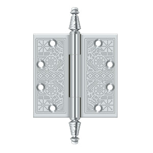 DELTANA 4" x 4" Ornate Square Corner Solid Brass Hinge