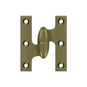 DELTANA 3" x 2-1/2"  Solid Brass, Olive Knuckel Hinge