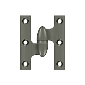 DELTANA 3" x 2-1/2"  Solid Brass, Olive Knuckel Hinge
