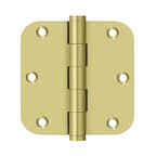 DELTANA 3-1/2" x 3-1/2" x 5/8" Radius Corner Solid Brass Residential Hinge