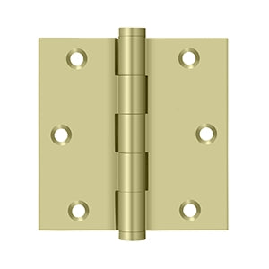 DELTANA 3-1/2" x 3-1/2" Square Corner Solid Brass Residential Hinge