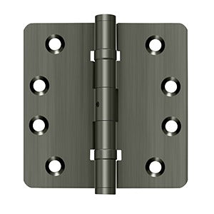 DELTANA 4" x 4" x 1/4" Radius Corner Solid Brass, Ball Bearing, NRP, Hinge