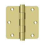 DELTANA 3-1/2" x 3-1/2" x 1/4" Radius Corner Solid Brass Hinge