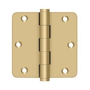 DELTANA 3-1/2" x 3-1/2" x 1/4" Radius Corner Solid Brass Residential Hinge