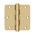 DELTANA 3-1/2" x 3-1/2" x 1/4" Radius Corner Solid Brass Residential Hinge