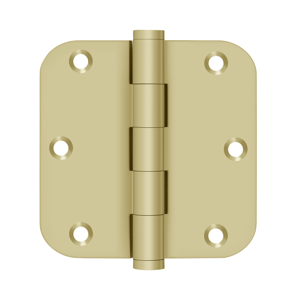 DELTANA 3-1/2" x 3-1/2" x 5/8" Radius Corner Solid Brass Residential Hinge