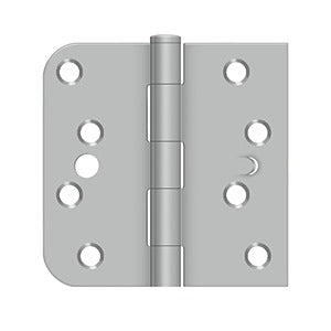 DELTANA 4" x 4" x 5/8" Radius Corners x Square Corner, Stainless Steel, Residential, Ball Bearing, Security, Hinge