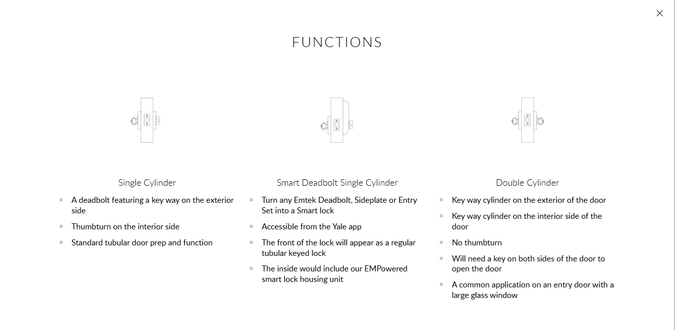 EMTEK #3 Wrought Steel Keyed Deadbolt