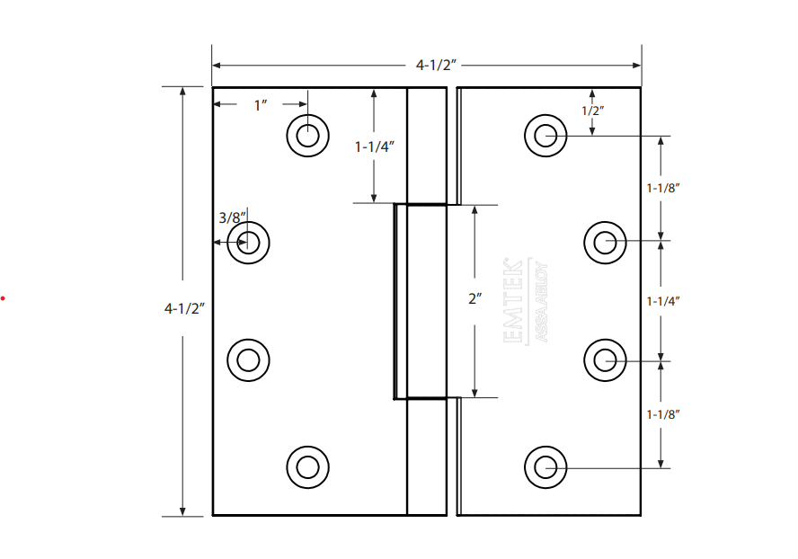 EMTEK Square Barrel Solid Brass Heavy Duty Hinges (Pair)